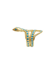 Fiorina Jewellery Gold Ancient Snake Ring Turquoise Side View