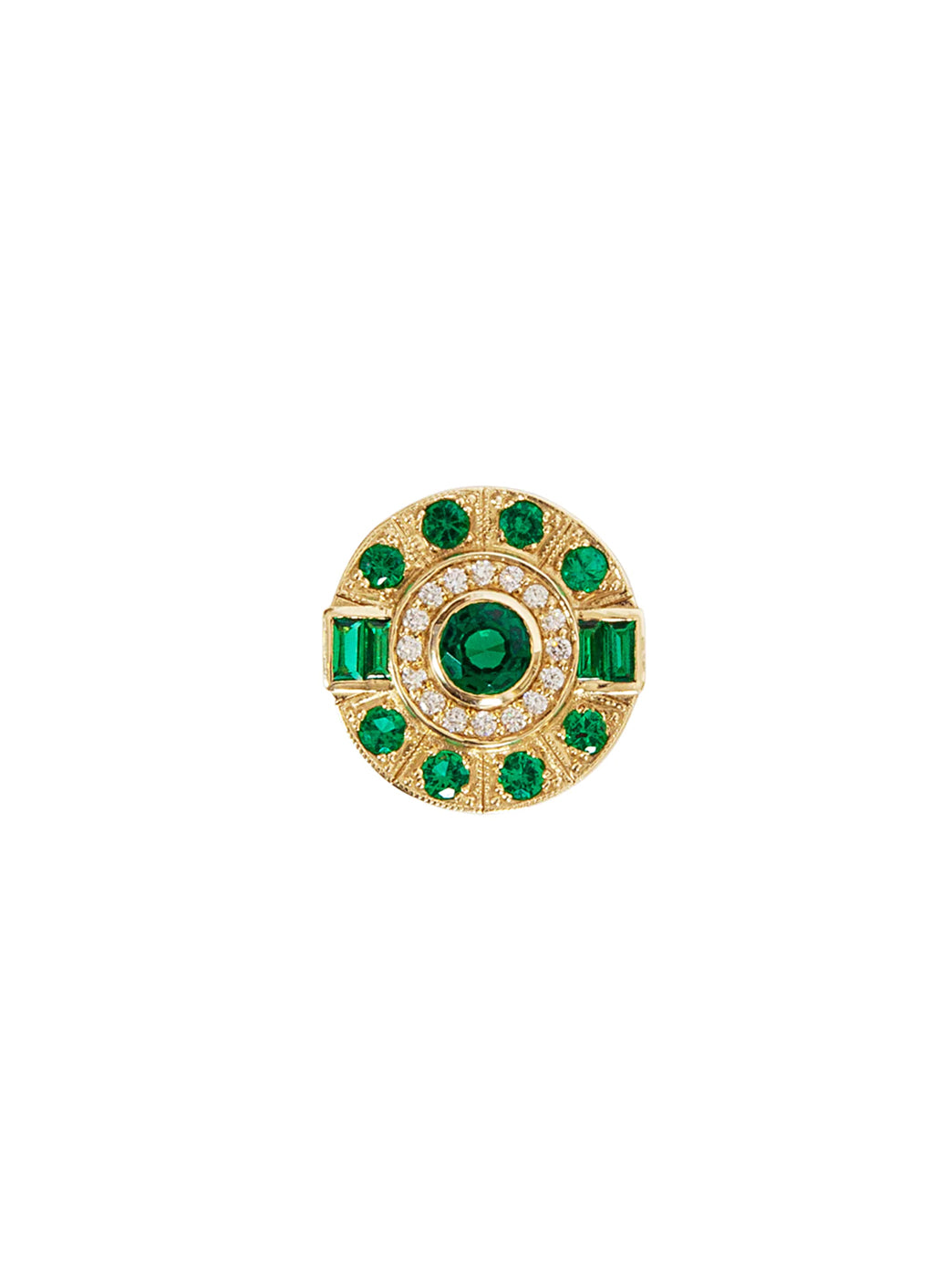 Gold Aztec Ring Emerald