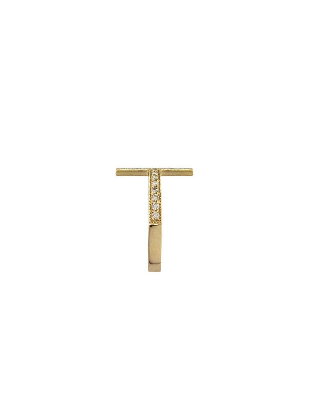 Fiorina Jewellery Gold Diamond Side Cross Ring Side View