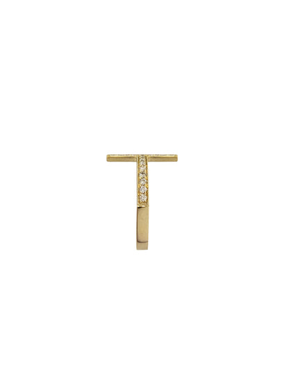 Fiorina Jewellery Gold Diamond Side Cross Ring Side View