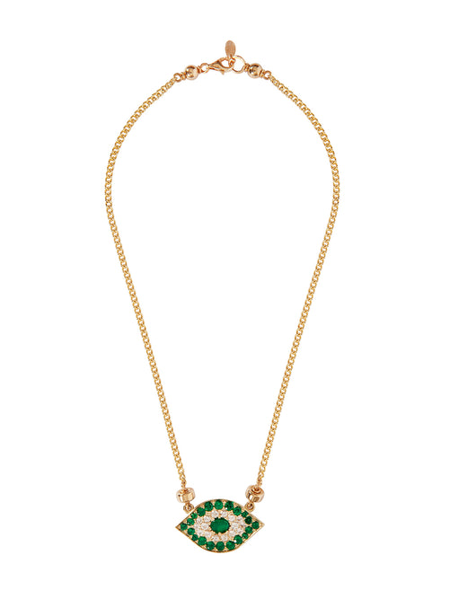 Fiorina Jewellery Gold Oracle Eye Necklace Emerald