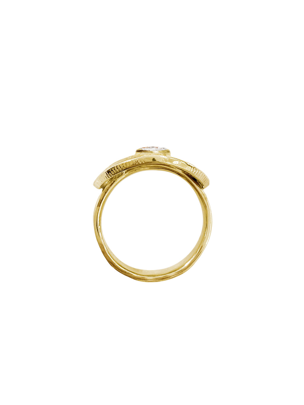 Fiorina Jewellery Gold PNG Bent Coin Ring Side View