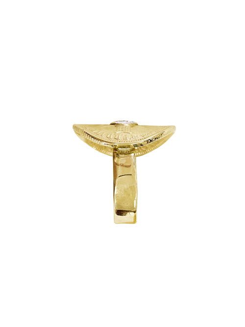 Fiorina Jewellery Gold PNG Bent Coin Ring Shank View