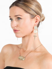 Fiorina Jewellery Gold Double Coin Cross Earrings Model