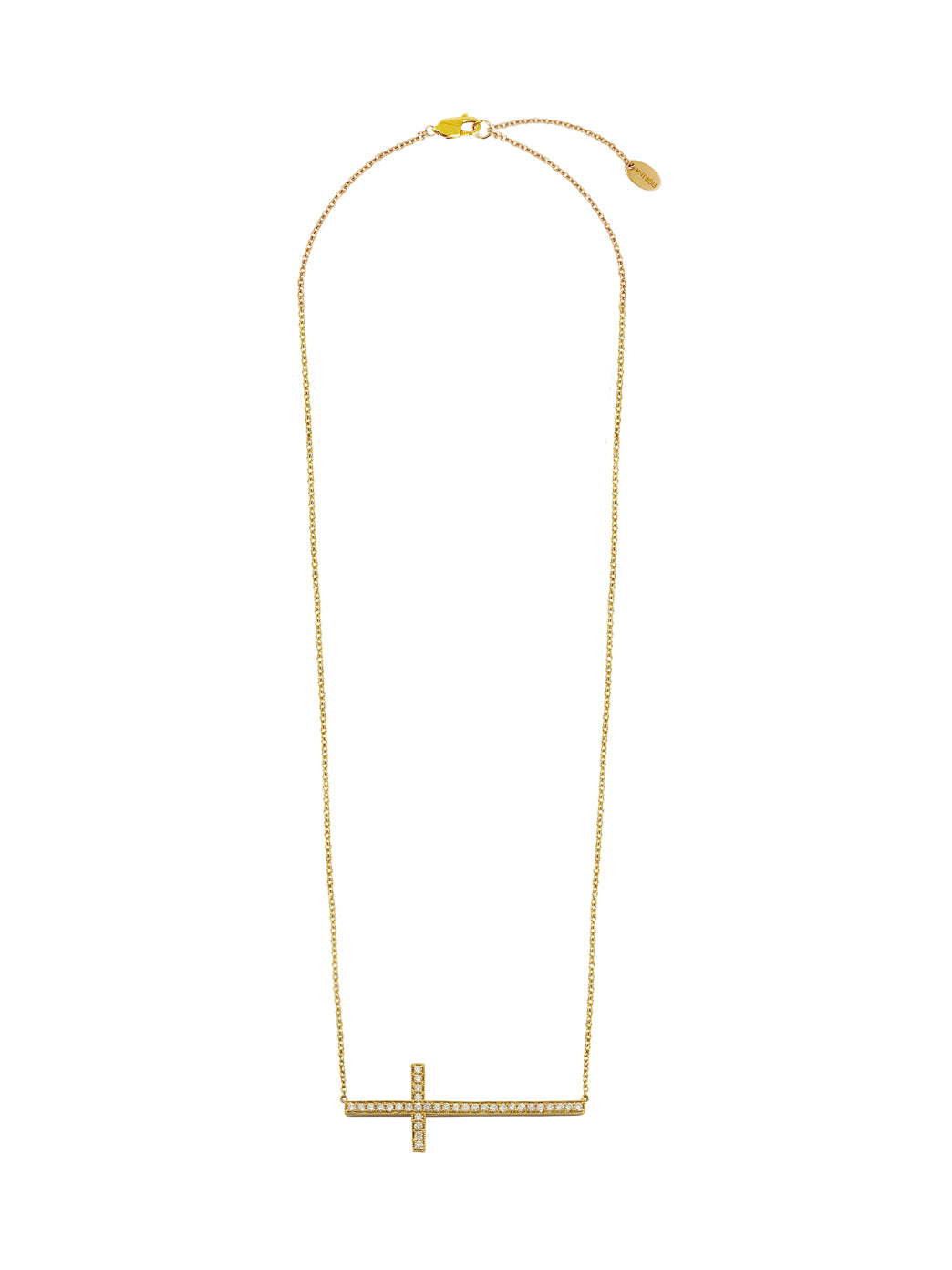 Fiorina Jewellery Large Gold and Diamond Side Cross Necklace