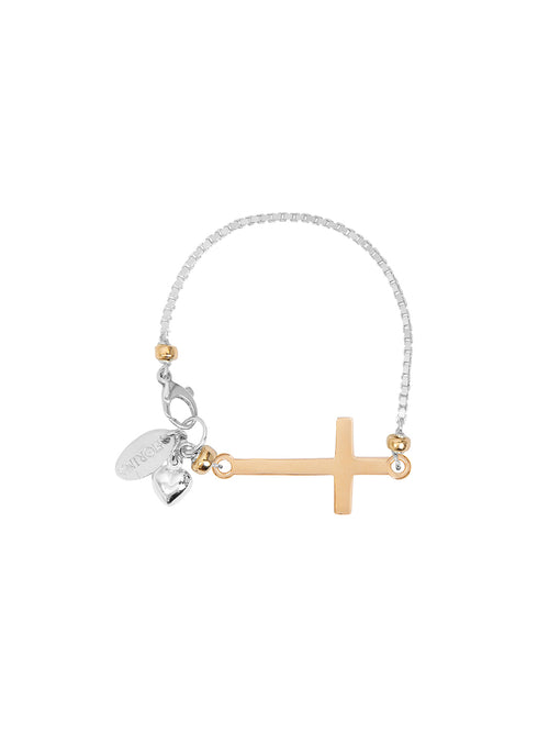 Fiorina Jewellery Gold and Silver Side Cross Bracelet