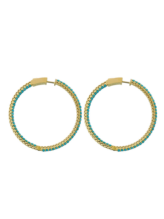 Fiorina Jewellery Gold and Turquoise Hoops Round Side View