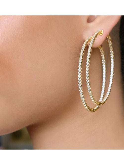 Fiorina Jewellery Gold and White Sapphire Hoops Model