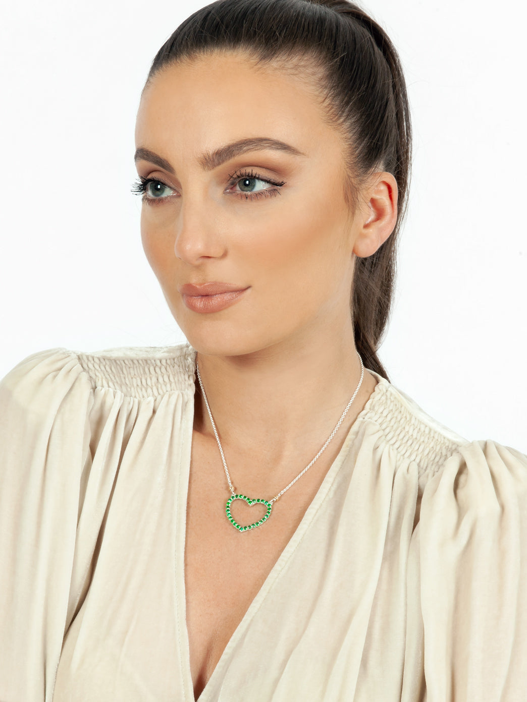 Fiorina Jewellery Heart Love Necklace Emerald Model