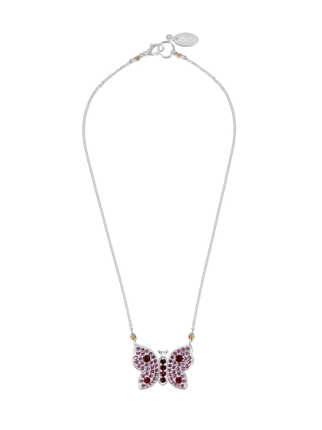 Fiorina Jewellery La Vie Butterfly Pink Quartz Necklace