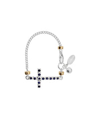 Fiorina Jewellery La Vie Side Cross Bracelet Blue Sapphire