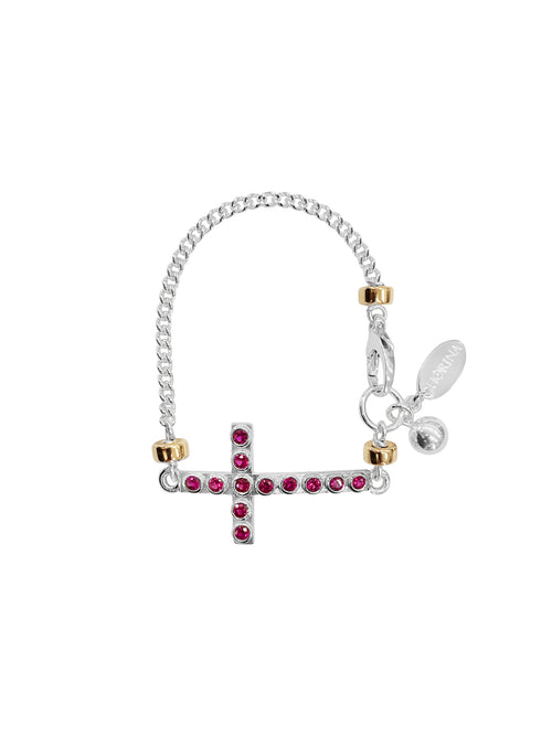 Fiorina Jewellery La Vie Side Cross Bracelet Ruby