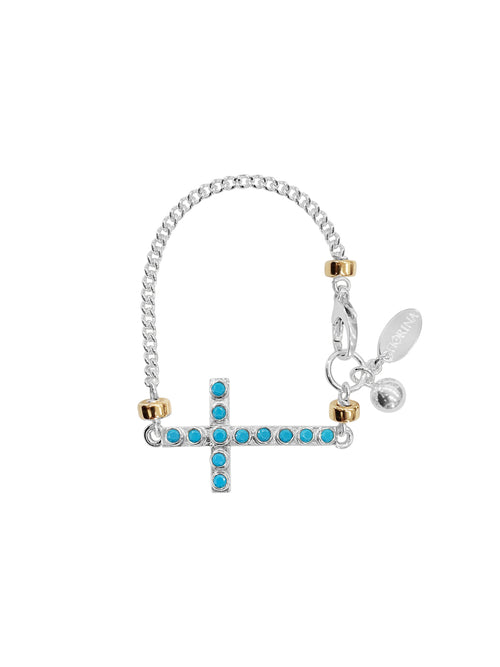 Fiorina Jewellery La Vie Side Cross Bracelet Turquoise