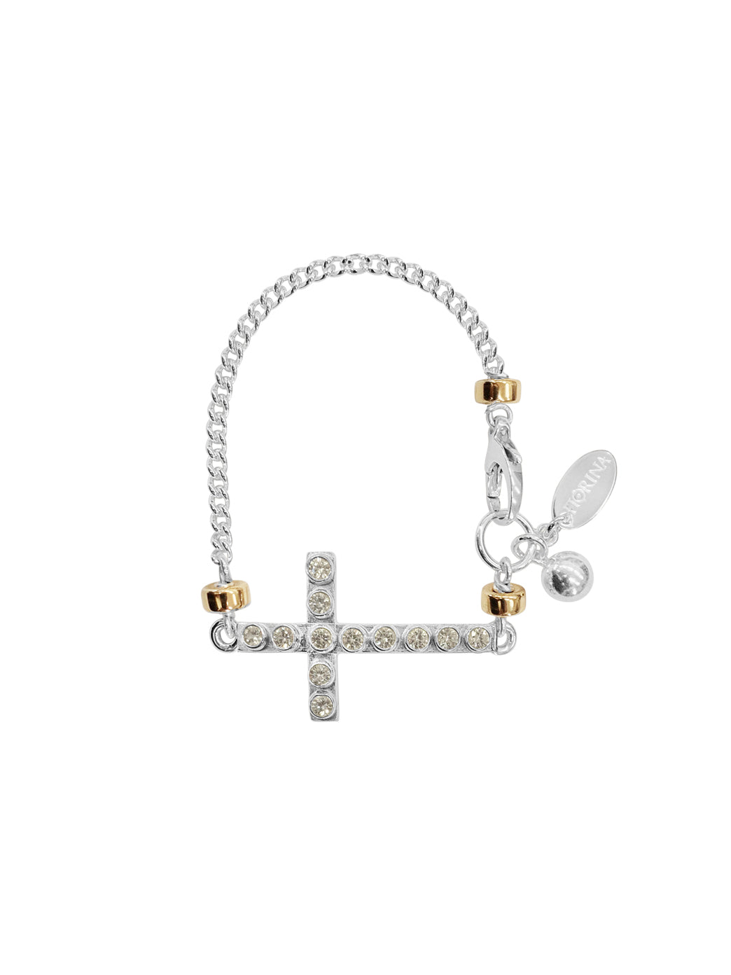 Fiorina Jewellery La Vie Side Cross Bracelet White Spinel