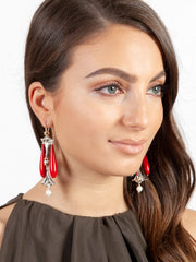 Fiorina Jewellery Lumiere Drop Earrings Red Coral Model