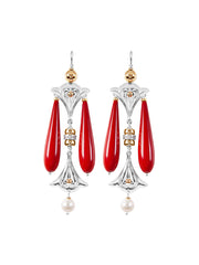 Fiorina Jewellery Lumiere Drop Earrings Red Coral