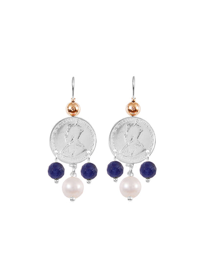 Fiorina Jewellery Mid Coin 3 Drop Earrings Sodalite