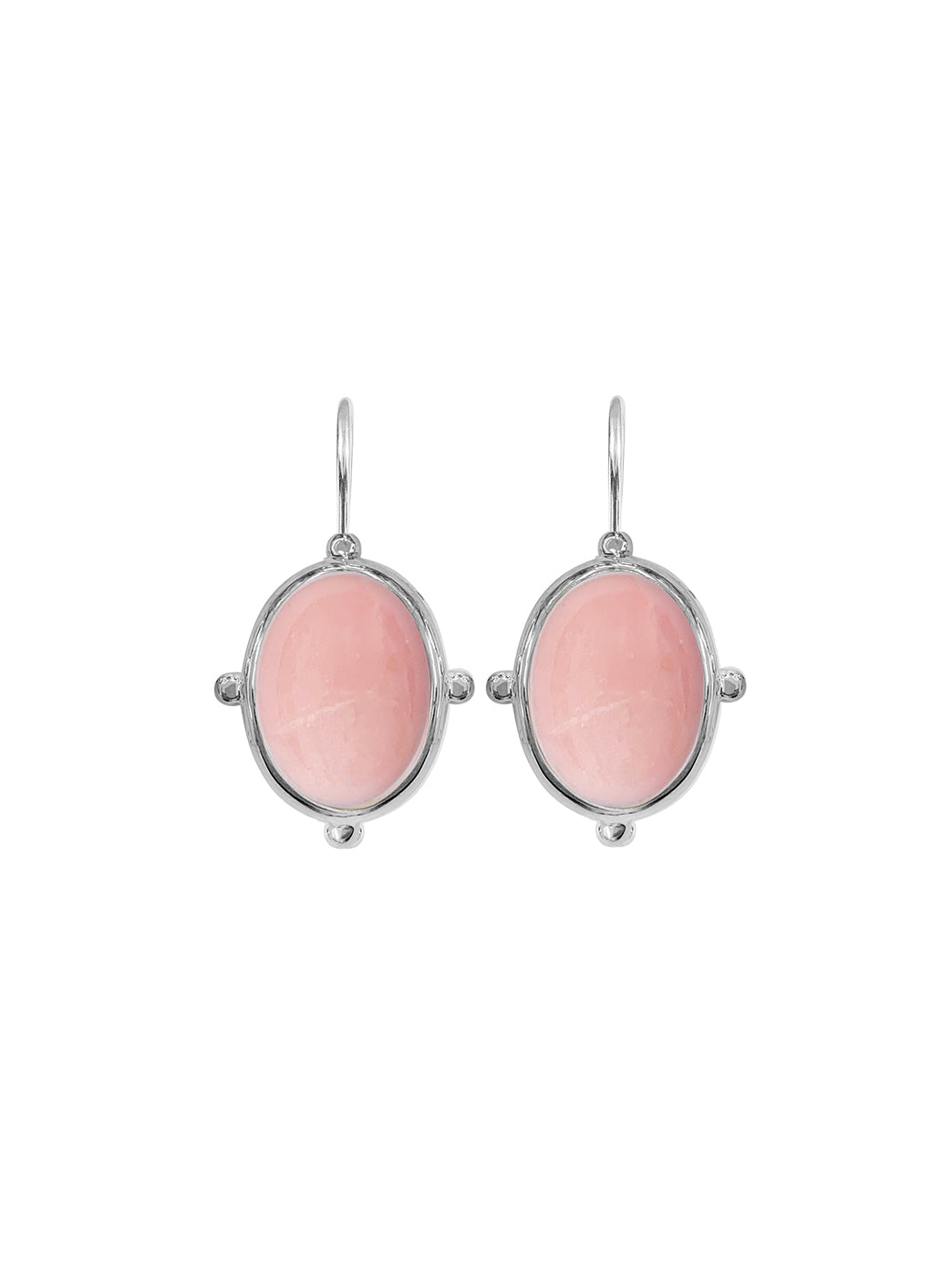 Fiorina Jewellery Oval Button Earrings Pink Opal