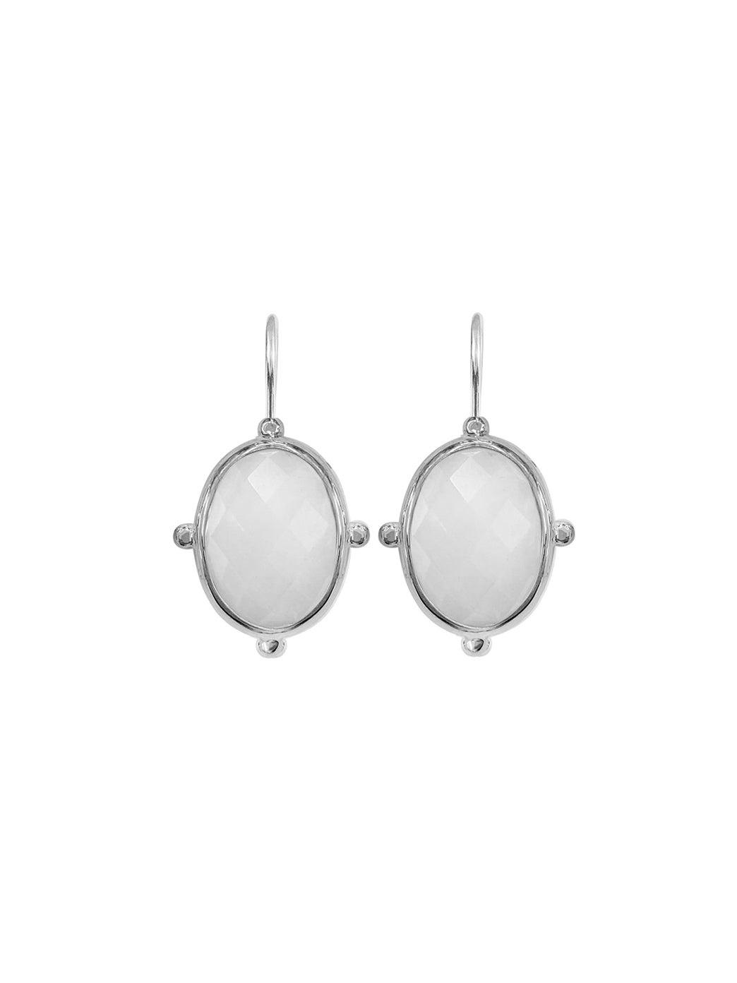 Fiorina Jewellery Oval Button Earrings White Quartzite