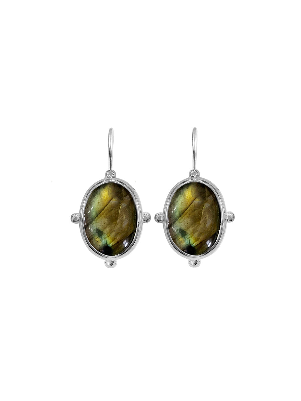 Fiorina Jewellery Oval Button Earrings Labradorite