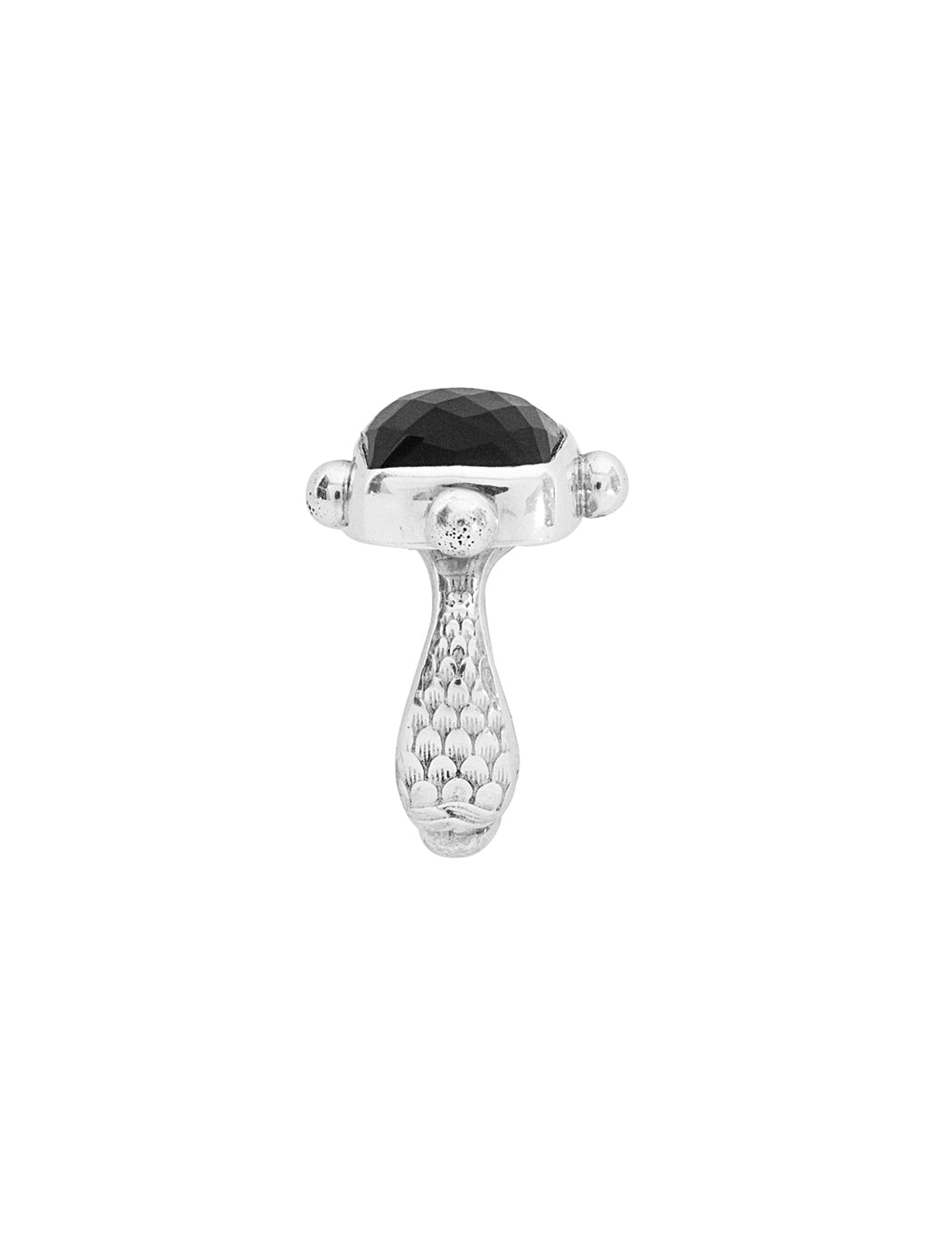 Fiorina Jewellery Rectangle Fishband Ring Black Onyx Side View