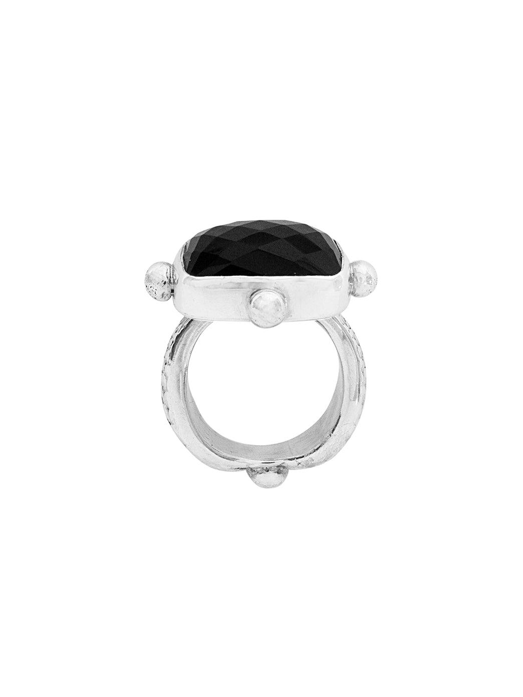 Fiorina Jewellery Rectangle Fishband Ring Black Onyx Shank View
