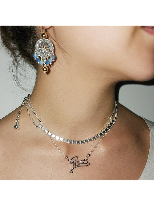 Fiorina Jewellery Silver Zodiac Necklace Pisces Model