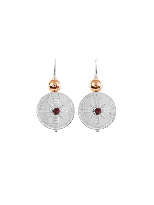Fiorina Jewellery PNG Coin Earrings Gold & Garnet