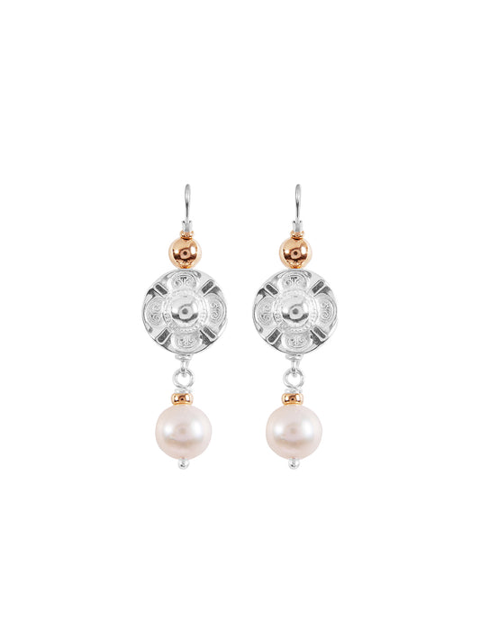 Fiorina Jewellery Vic Disc Pearl Drop Earrings