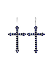 Fiorina Jewellery Victoria Cross Earrings Blue Sapphire