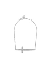 Fiorina Jewellery Diamond Side Cross White Gold Bracelet