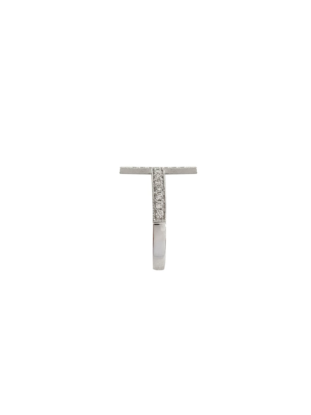 Fiorina Jewellery White Gold Diamond Side Cross Ring Side View